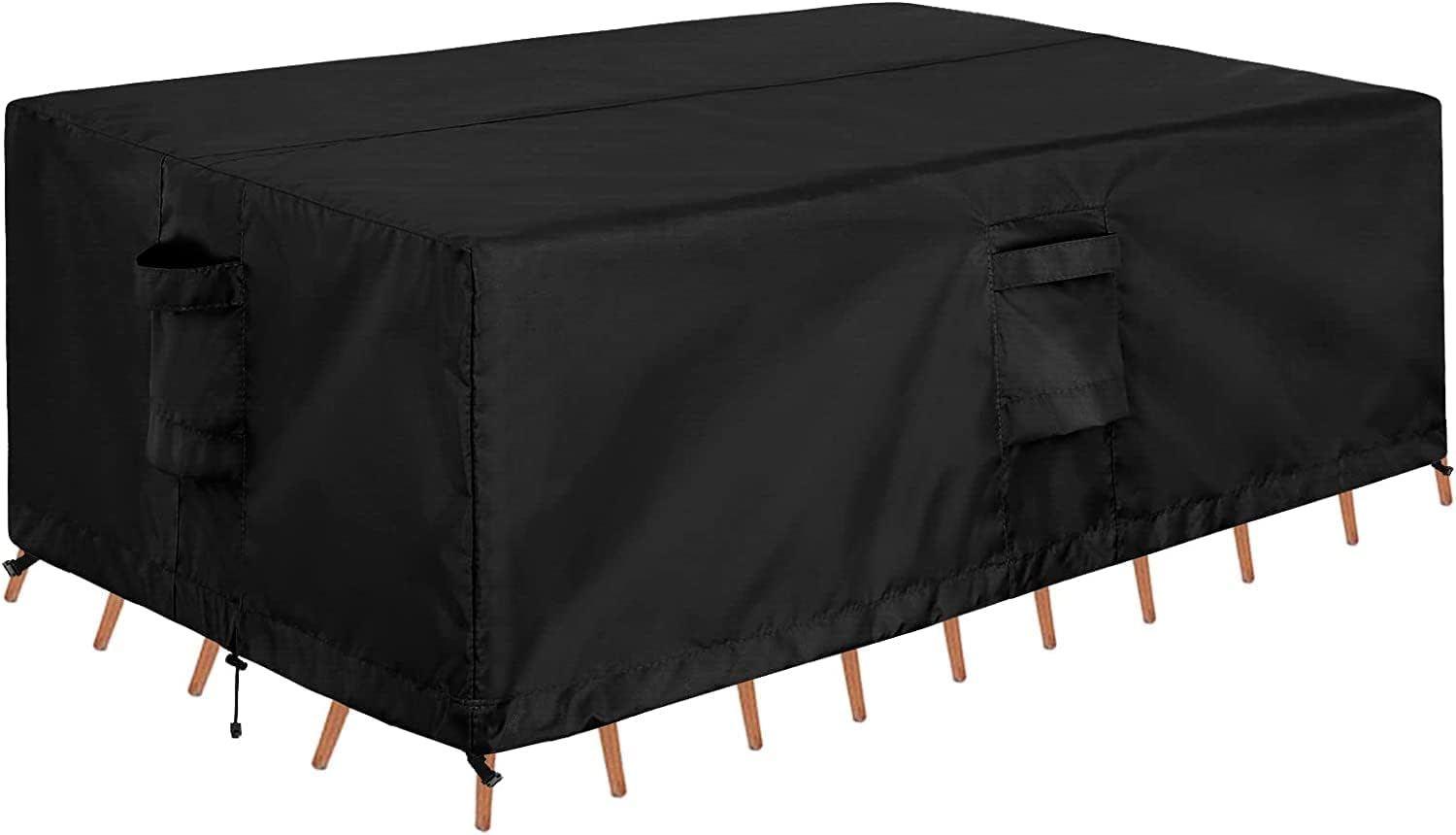OutdoorLines Outdoor Waterproof Patio Table Furniture Set Covers - Rectangle Couch Sectional Cover Outside Weatherproof Patio Furniture Covering for Deck, Lawn and Backyard 126"L x 63"W x 28"H, Black