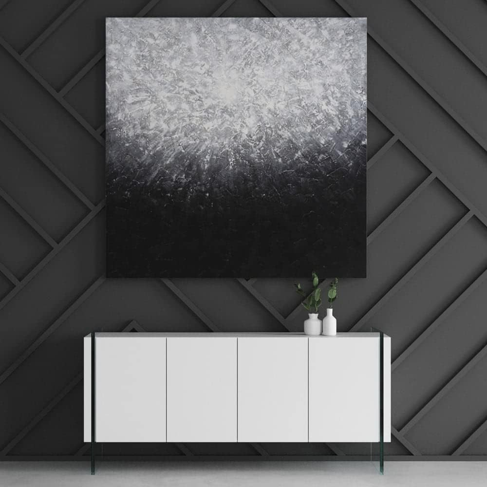 ZURI Lunar Tranquillity Modern Hand Painted Canvas Abstract Art - 60" x 60"