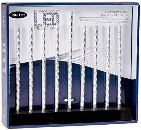Rite Lite Diamond Cut LED Electric Menorah Hanukkah Menorah with Sequential Lighting, Chasing & Blinking Lights Elegant & Modern Chanukah Gifts Decor Jewish Holiday Party Favors Decorations
