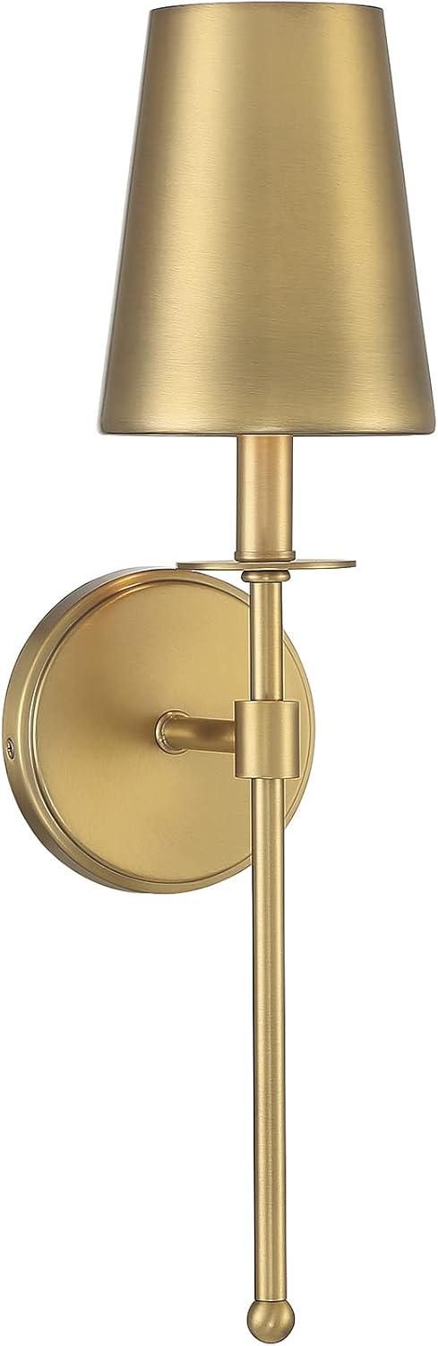 FR90084NB Vintage 1-Light Wall Sconce, Natural Brass (5" W x 20" H)