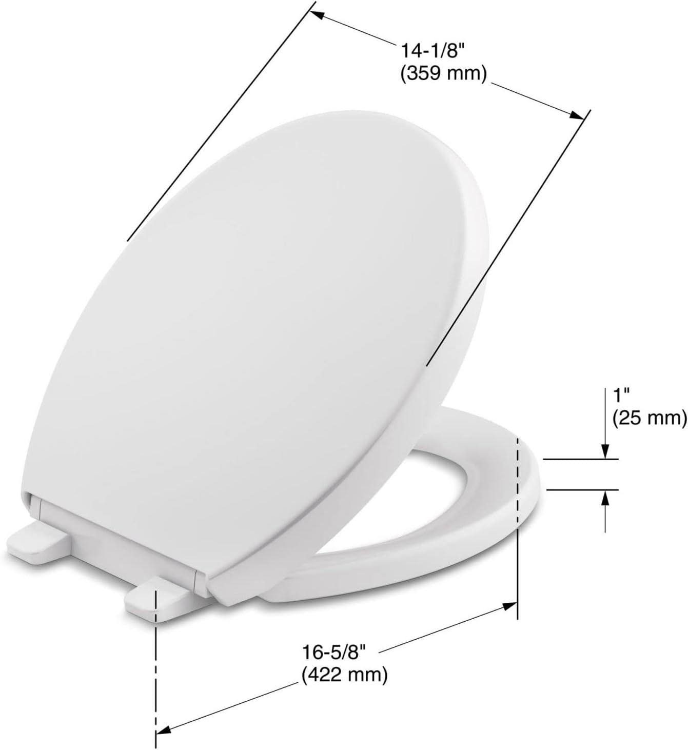 White Round Quiet-Close Toilet Seat with Grip-Tight Bumpers