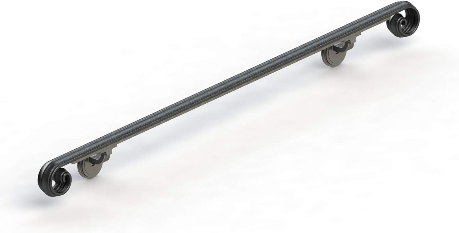 Arc and Hammer Scroll Wrought Iron Handrail