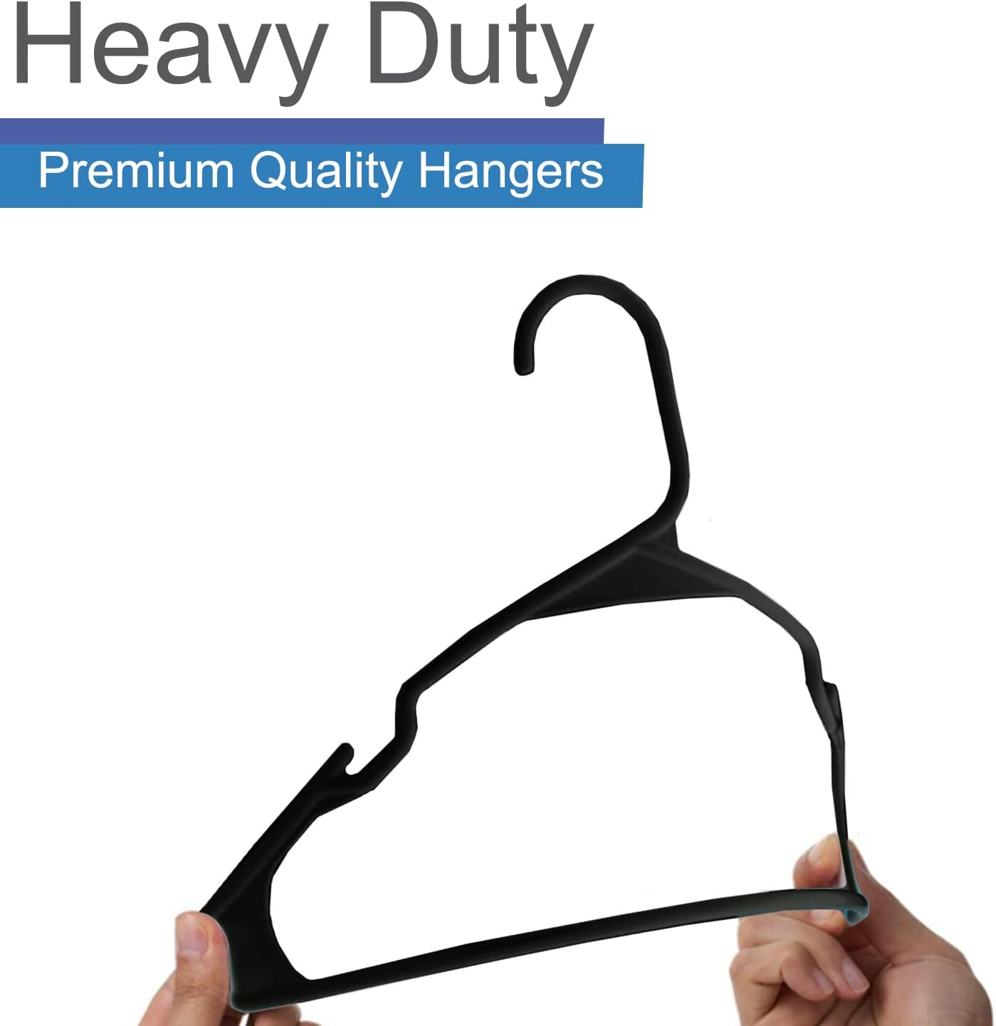 Heshberg Plastic Hangers Notched Black 50 Pack