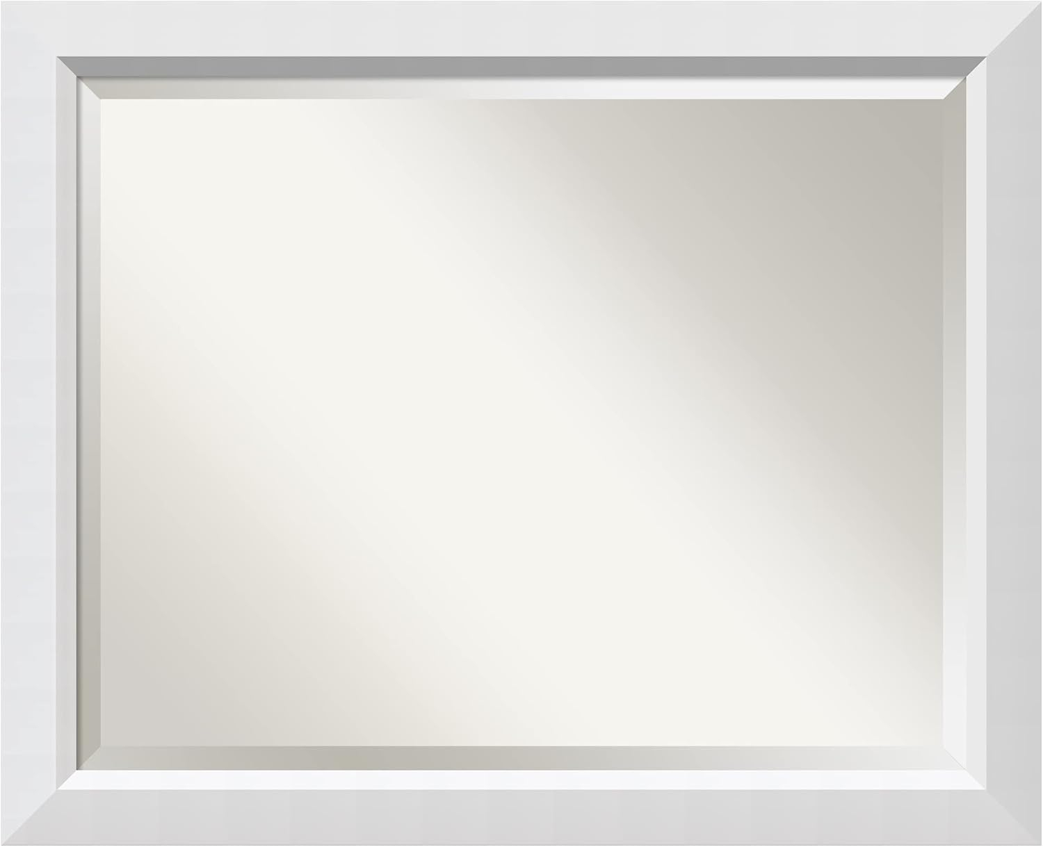 Amanti Art Blanco White Beveled Wood Wall Mirror 26.25 x 32.25 in.