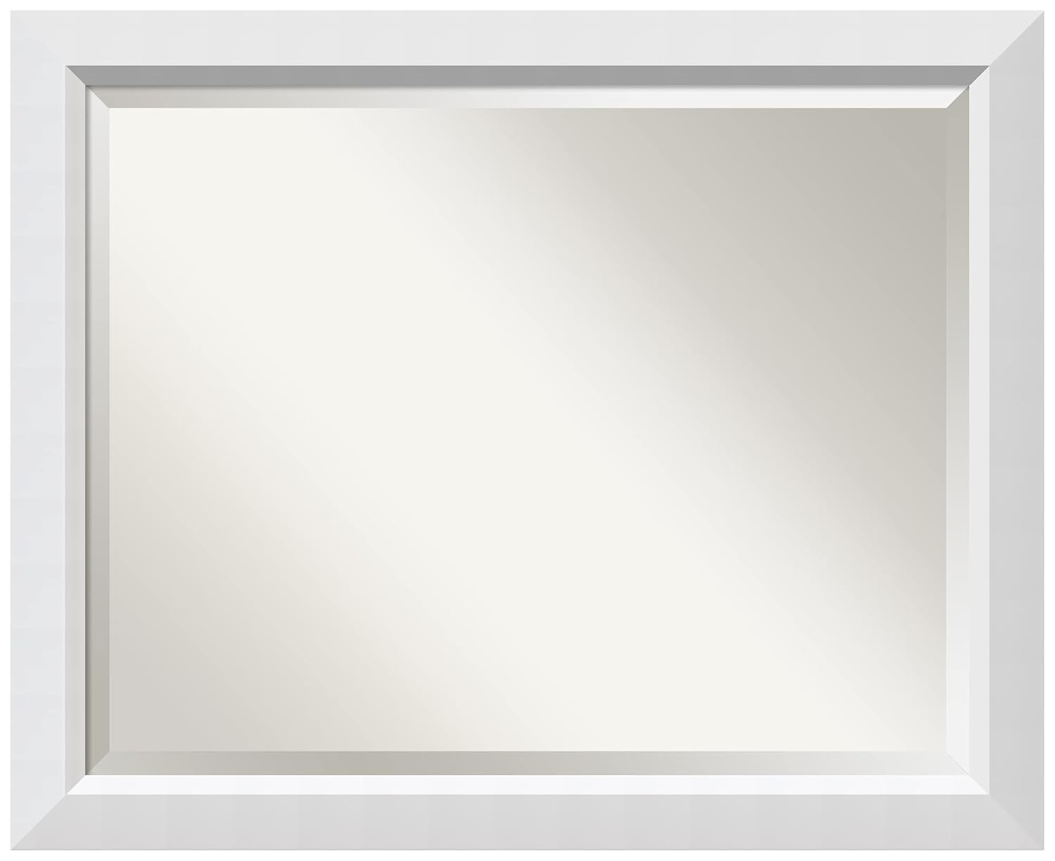 Amanti Art Blanco White Beveled Wood Wall Mirror 26.25 x 32.25 in.