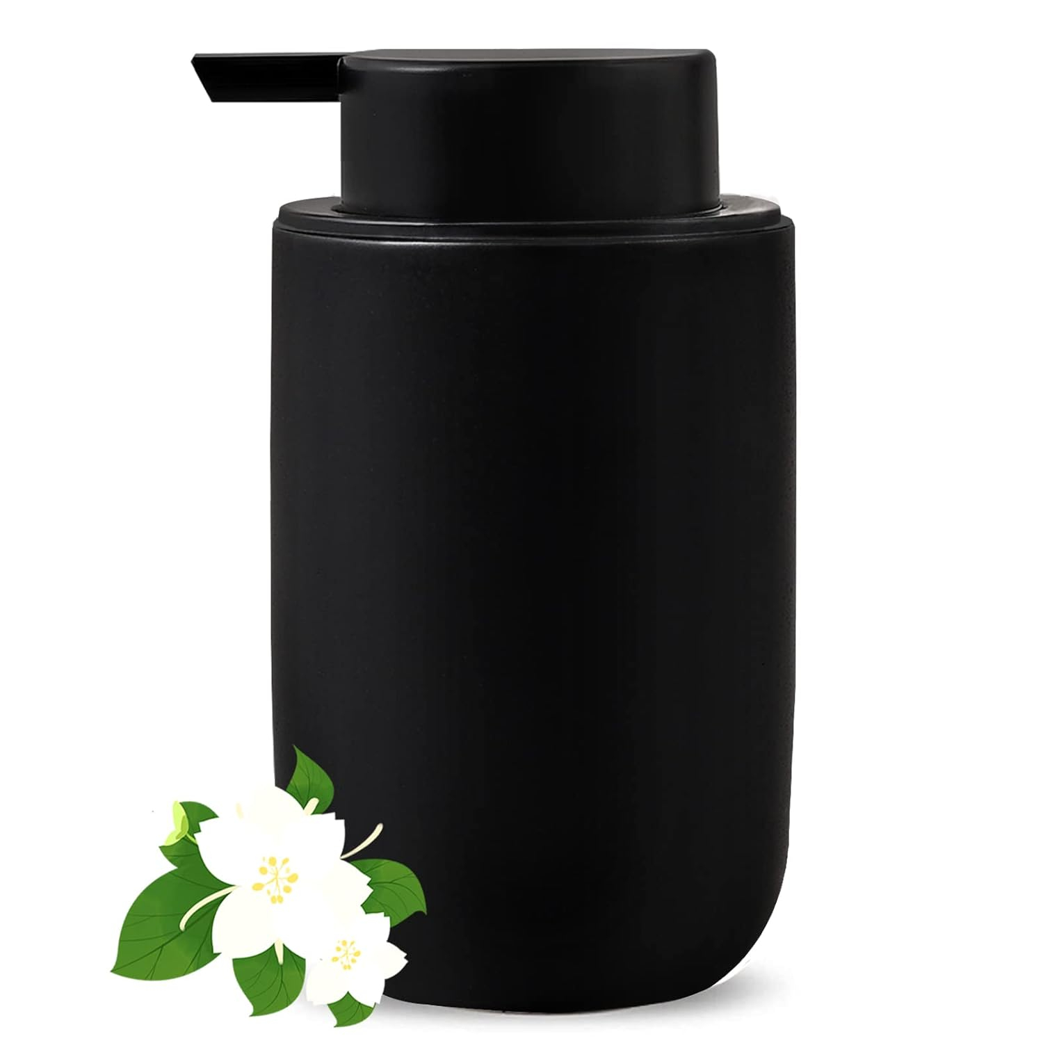 Black Soap Dispenser - Modern Ceramic Hand Dish Soap Dispenser for Bathroom Refillable Liquid Hand Soap Dispenser with Soap Pump for Essential Oil, Lotion Soap for Farmhouse Decor Dish
