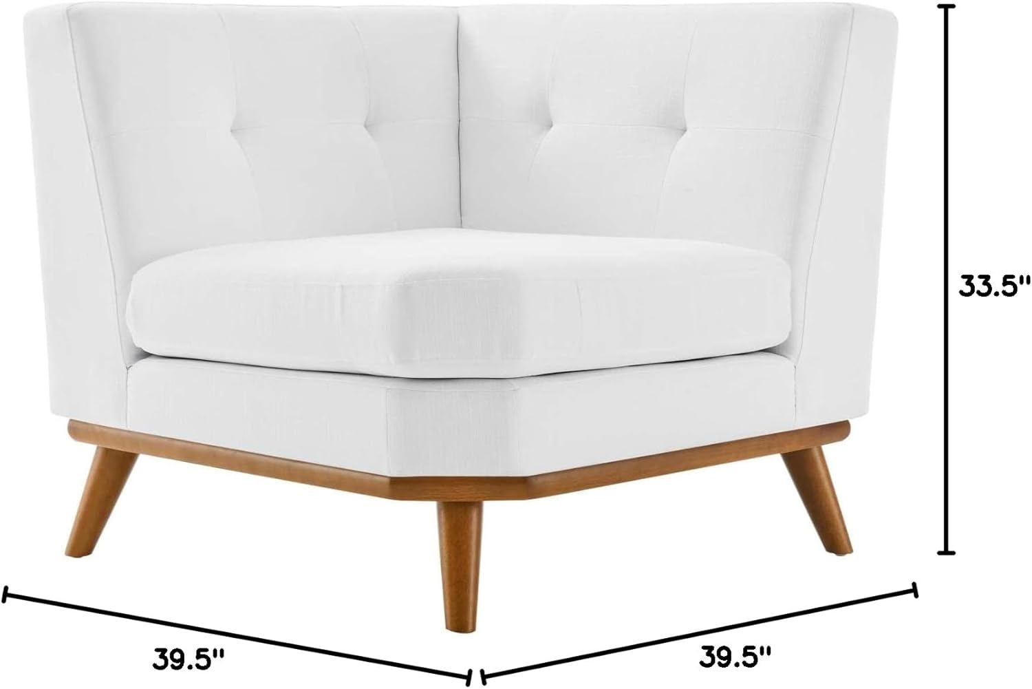 Modway Engage Upholstered Fabric and Wood Corner Chair in White