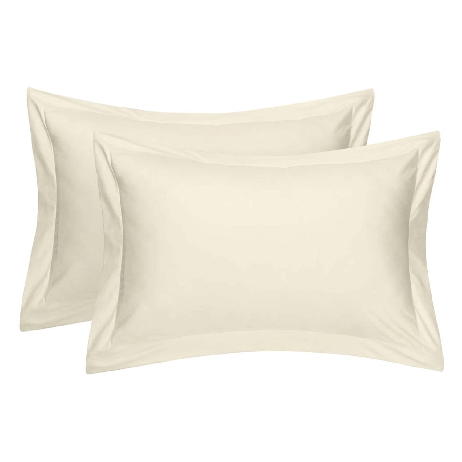 Cotton Delight Standard Pillow Shams Set of 2 - Ivory 100% Natural Cotton, 600 Thread Count Premium Covers With 2 Inch Flange, 20 x 26 Inch