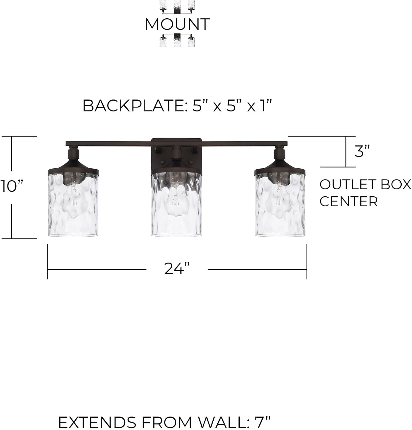 Capital Lighting 128831-451 Colton 3 Light 24" Wide Bathroom Vanity Light - Bronze