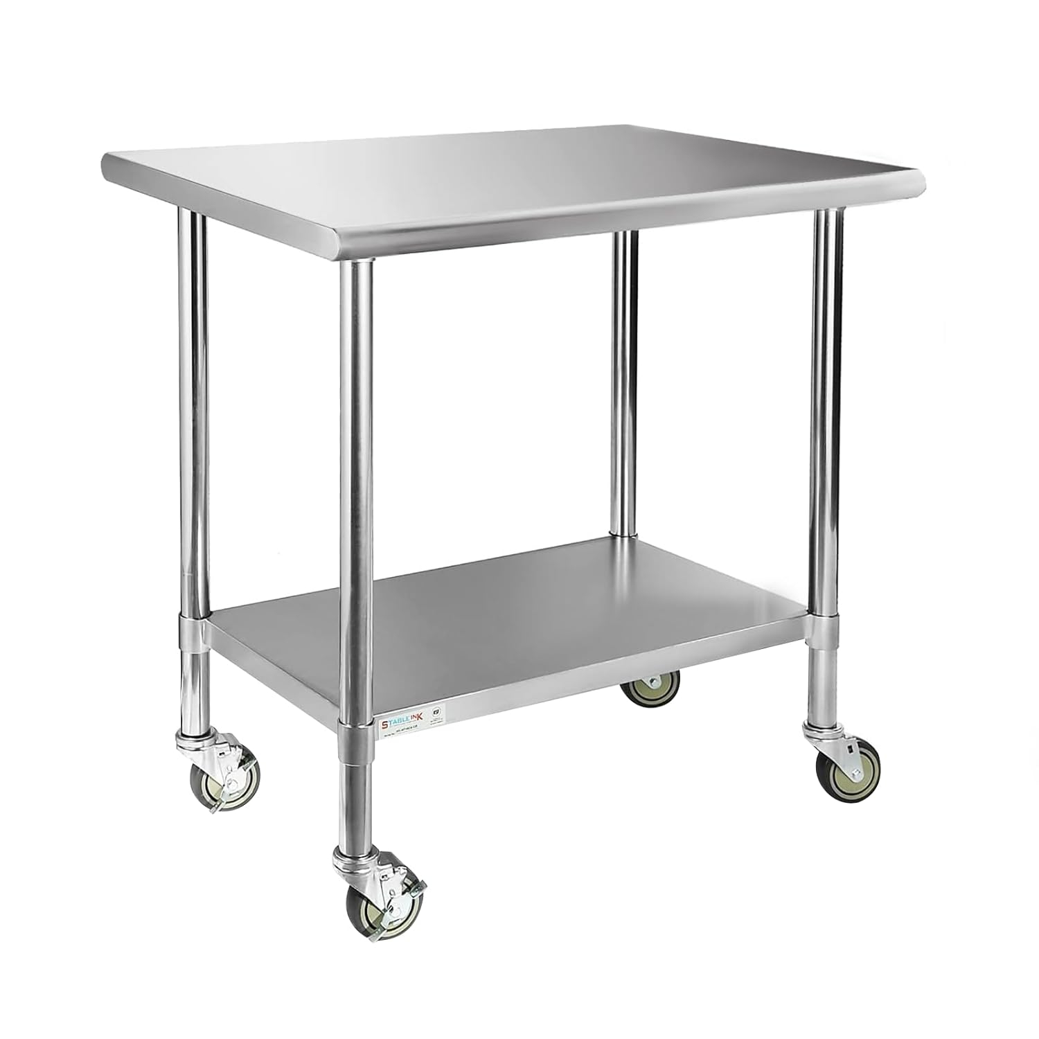 Heavy Duty Stainless Steel Work Table with Adjustable Undershelf and Wheels