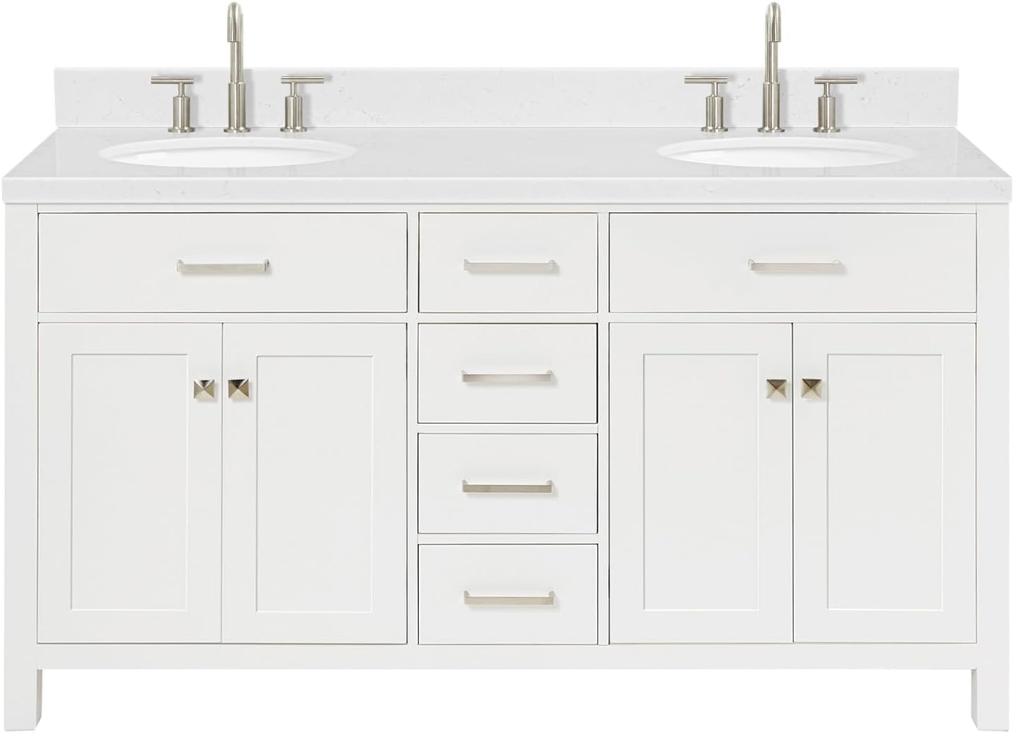 Ariel H060dcqovo Bristol 60" Free Standing Double Basin Vanity Set - White