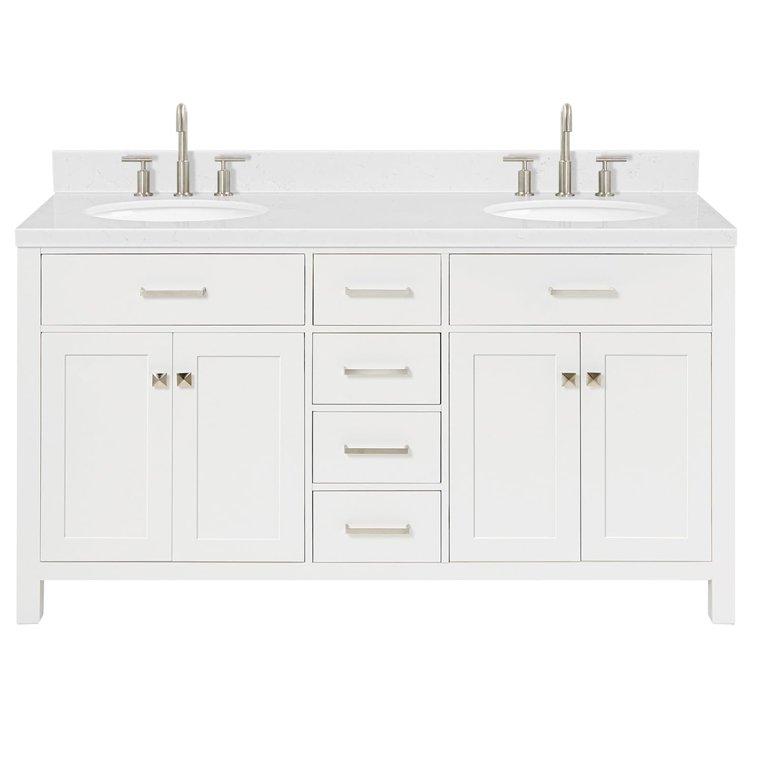Ariel H060dcqovo Bristol 60" Free Standing Double Basin Vanity Set - White