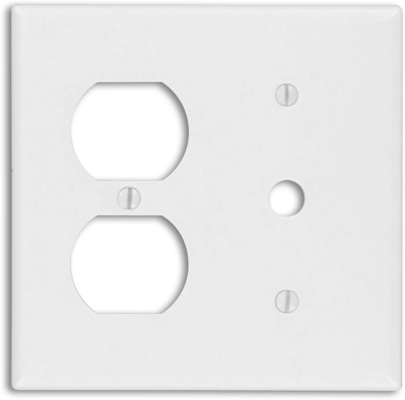 Leviton 88078 Wallplate 2-Gang 1-Duplex 1-Cable .406 Standard Size Plastic - White
