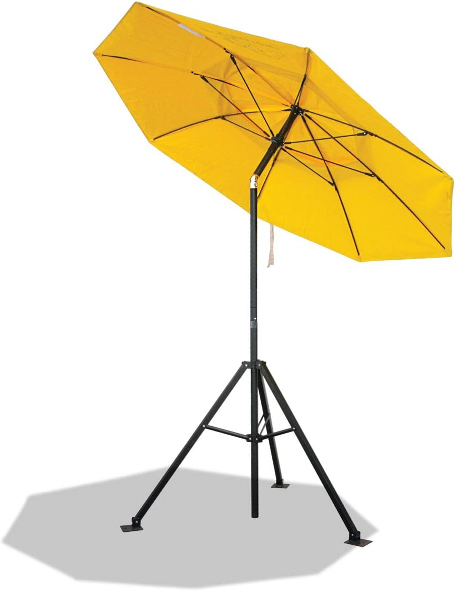 Yellow Vinyl Industrial Umbrella with Black Tripod Stand