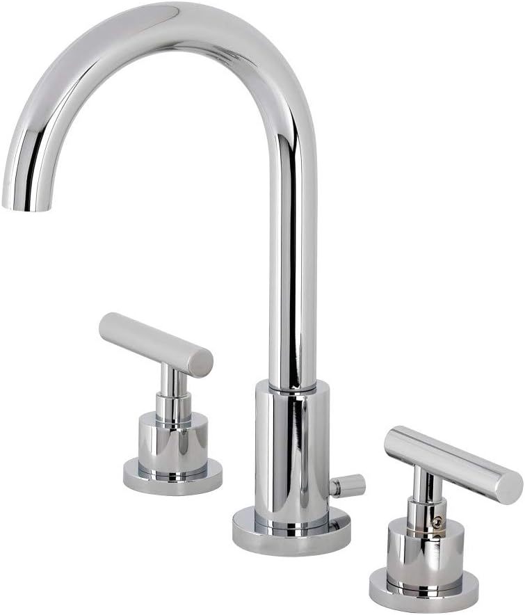 Kingston Brass Manhattan Two-Handle 3-Hole Deck Mount Widespread Bathroom Faucet with Brass Pop-Up Drain