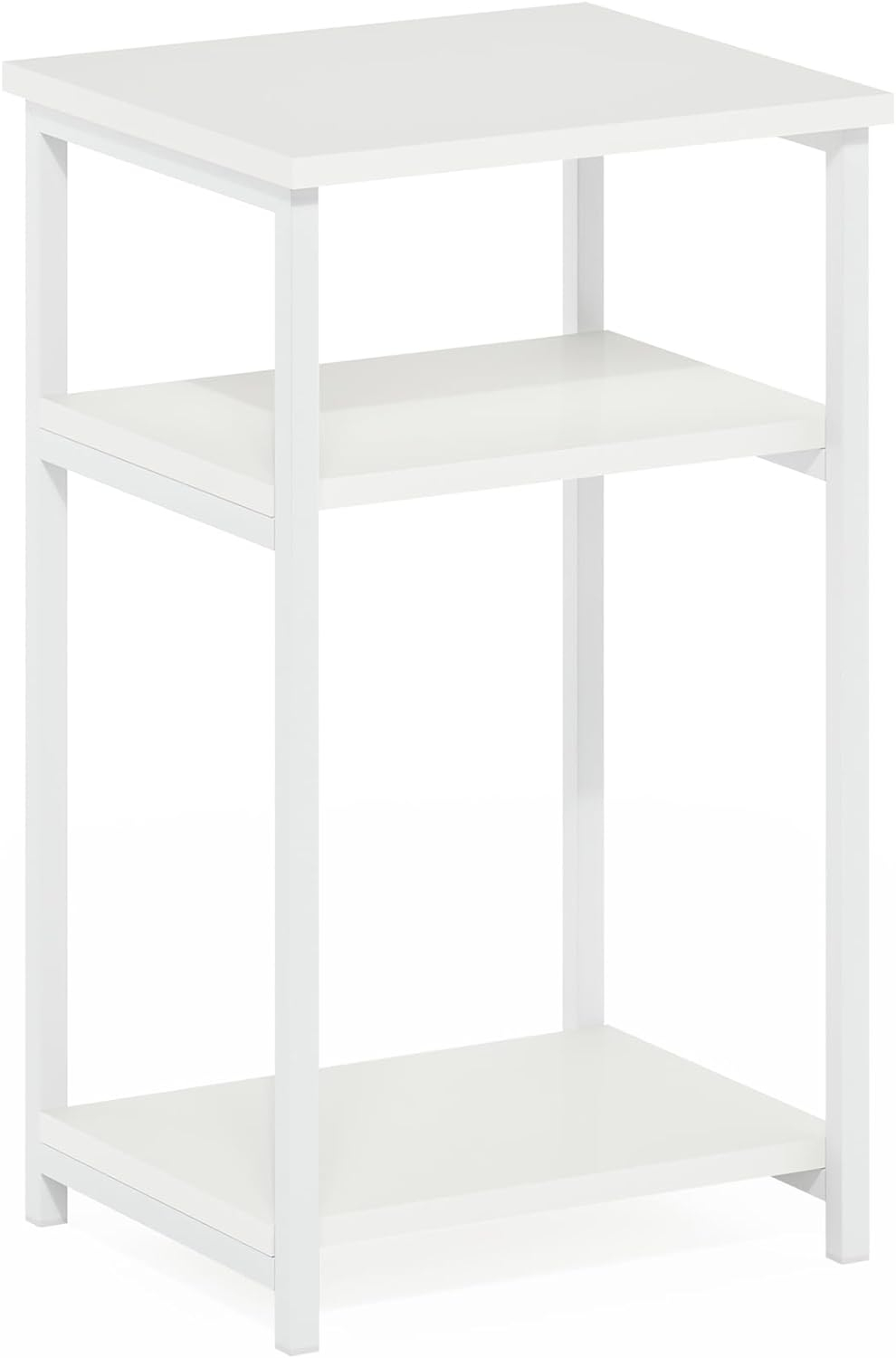 3-Tier Industrial Metal Frame End Table with Storage Shelves, 1-Pack