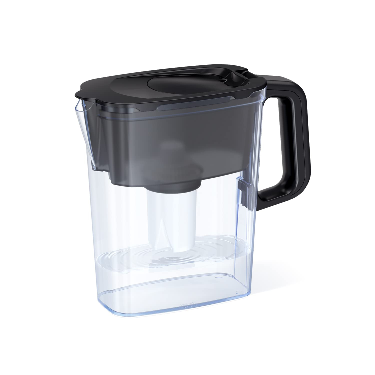 AQUAPHOR Compact 5-Cup Water Filter Pitcher - Black with 1 x B15 Filter - Fits in the Fridge Door - Reduces Limescale and Chlorine - Ideal for Five Cups