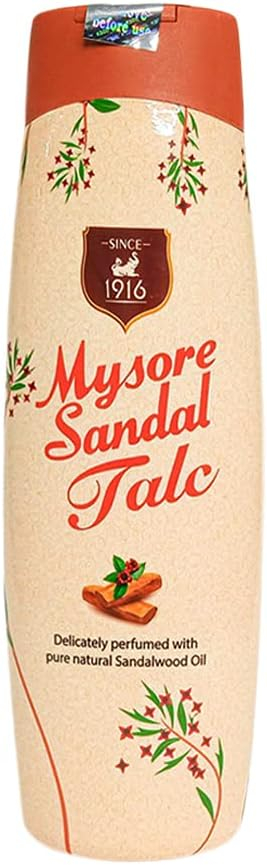 Mysore Sandal Talcum Powder 300g Powder By KSDL, 10.5 Ounces - 100% Pure Sandalwood Oil - No Harsh Chemicals (Pack of 1 - (1 X 300 Grams))
