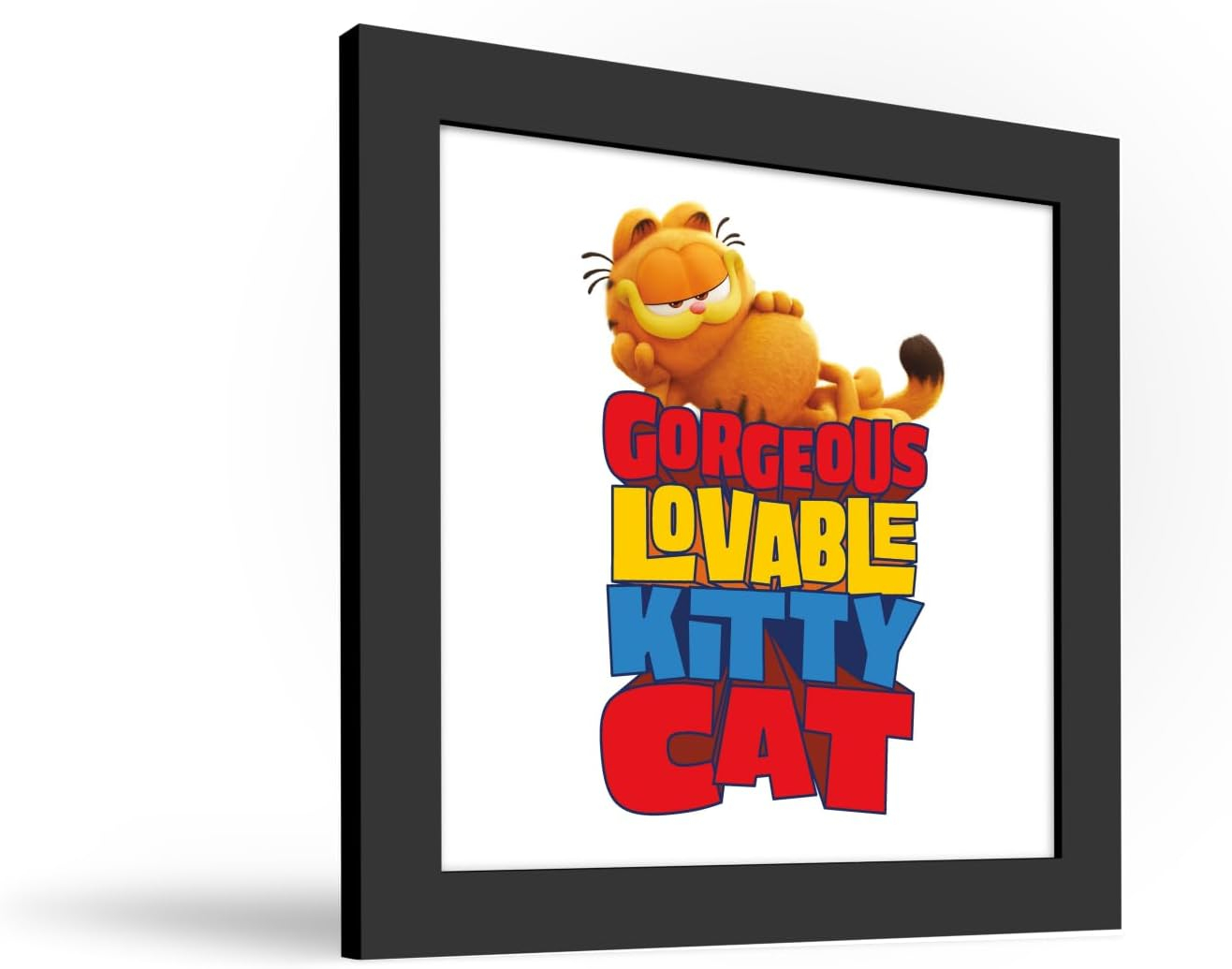 Gallery Pops The Garfield Movie - Gorgeous Lovable Kitty Cat Wall Art, Black Framed Version, 12" x 12"