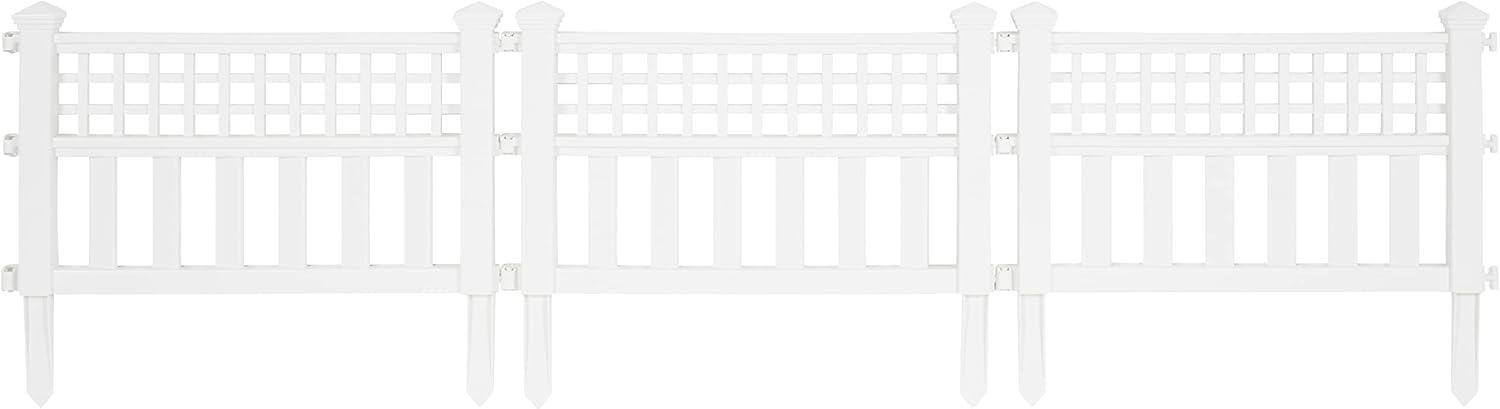 White Resin Decorative Garden Border Fence, 14" x 24"