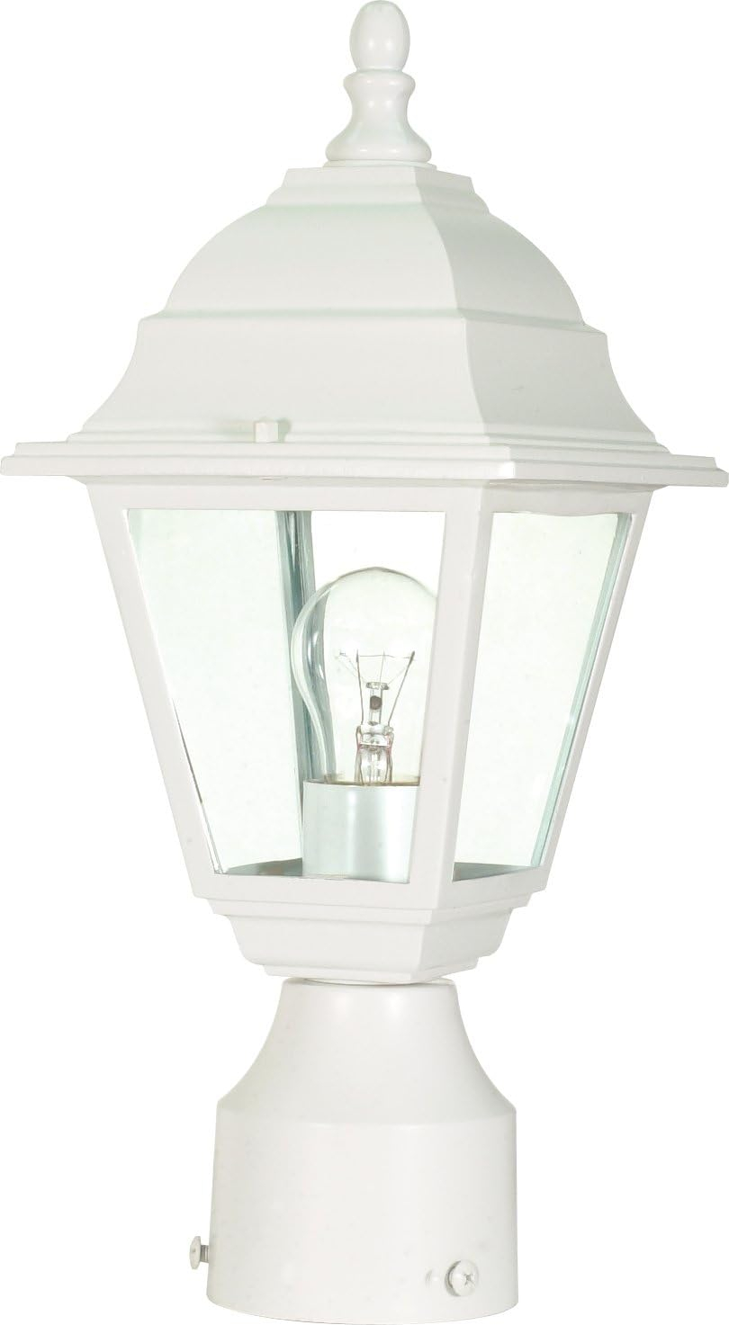 Briton Classic White Metal Outdoor Post Lantern - 14" Height