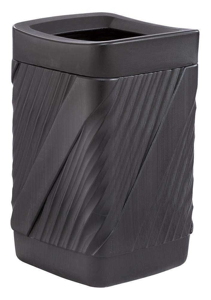Safco Twist Waste Receptacle 32 gal Capacity - Removable Lid, Durable, UV Resistant, Fade Resistant - 30" Height x 18.9" Width x 18.9" Depth - High-density Polyethylene (HDPE) - Black