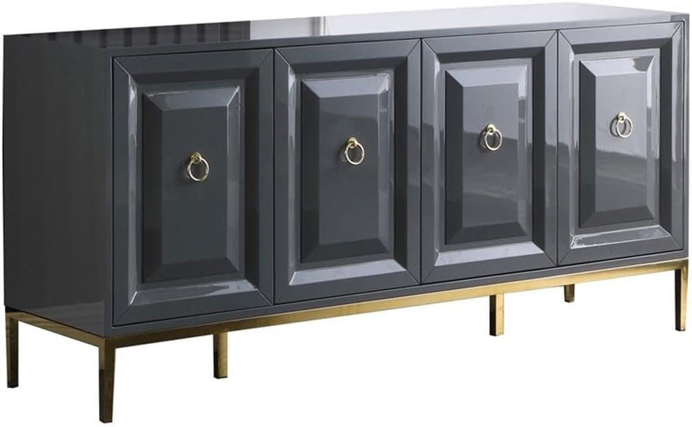 Best Master Furniture Sujay 65" Modern Wood Sideboard with Gold Accents in Gray