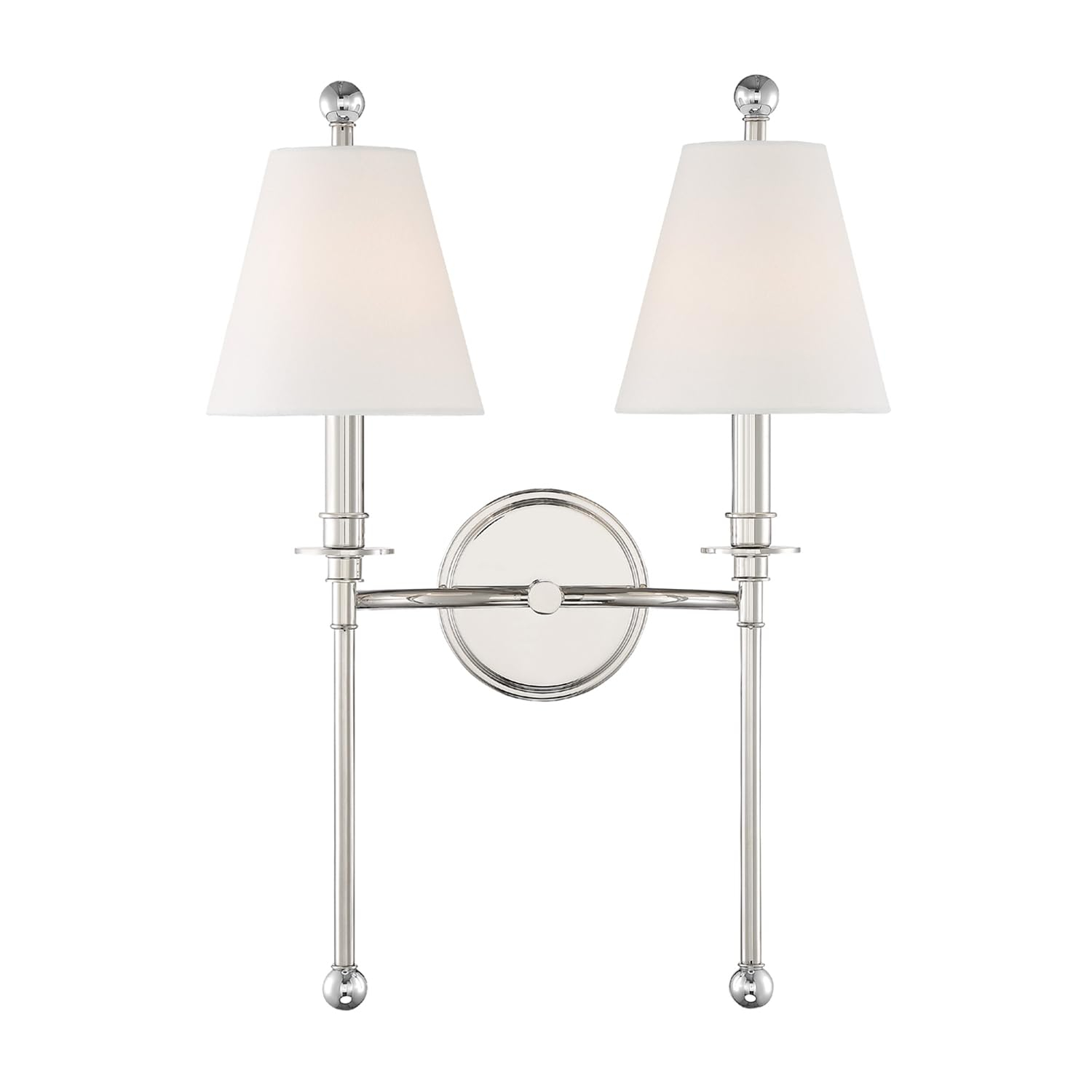 Dark Bronze 2-Light Sconce with White Silk Shades