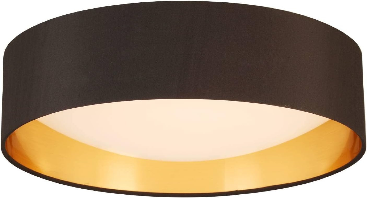 Eglo Lighting Orme 16 Inch Flush Mount Ceiling Light Fixture, Black & Gold