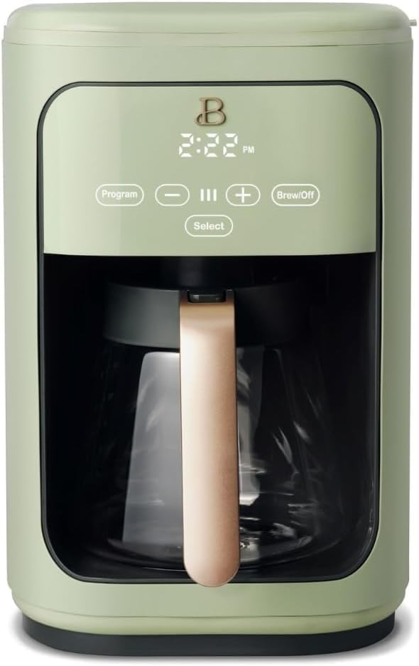 Beautiful 14-Cup Programmable Drip Coffee Maker with Touch-Activated Display, Sage Green by Drew Barrymore