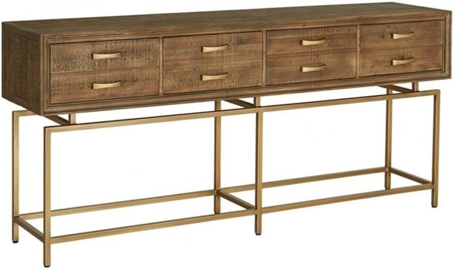 Aristocrat 71'' Brown and Gold Round Console Table with Storage