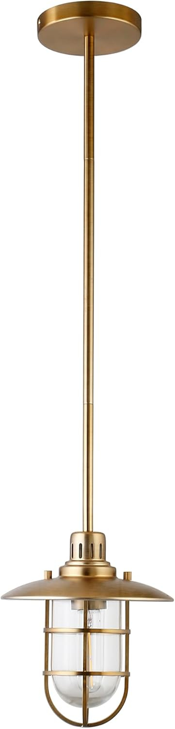 Evelyn&Zoe Bay Nautical Floor Lamp with Glass Shade, Blackened Bronze/Clear