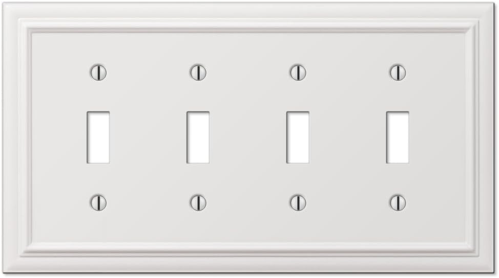 Amerelle 94T4W Continental Wallplate, 4 Toggle, Cast Metal, White, 1-Pack