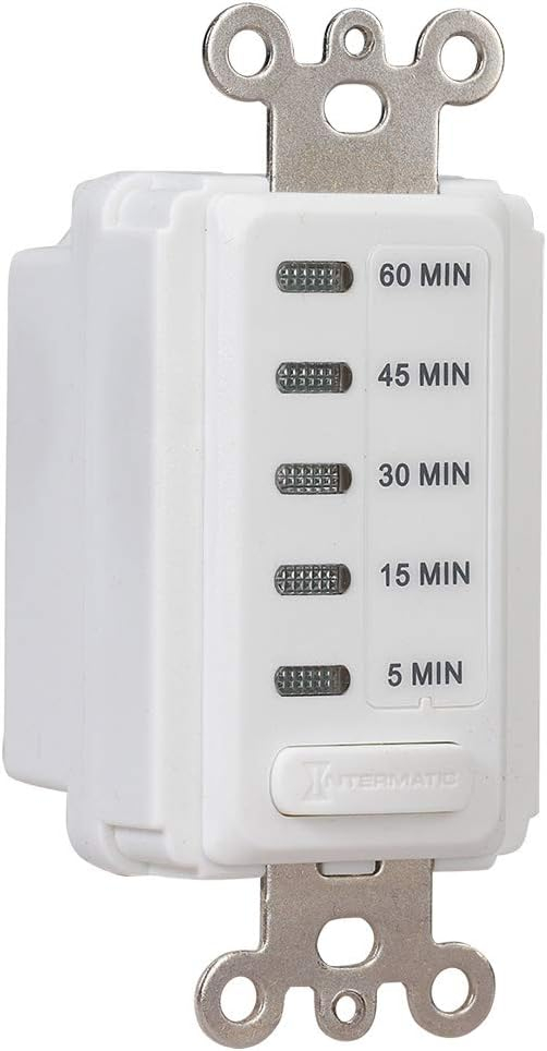 Intermatic EI205W 5/15/30/45/60 Minute Electronic in-Wall Countdown Auto-Off Timer, White