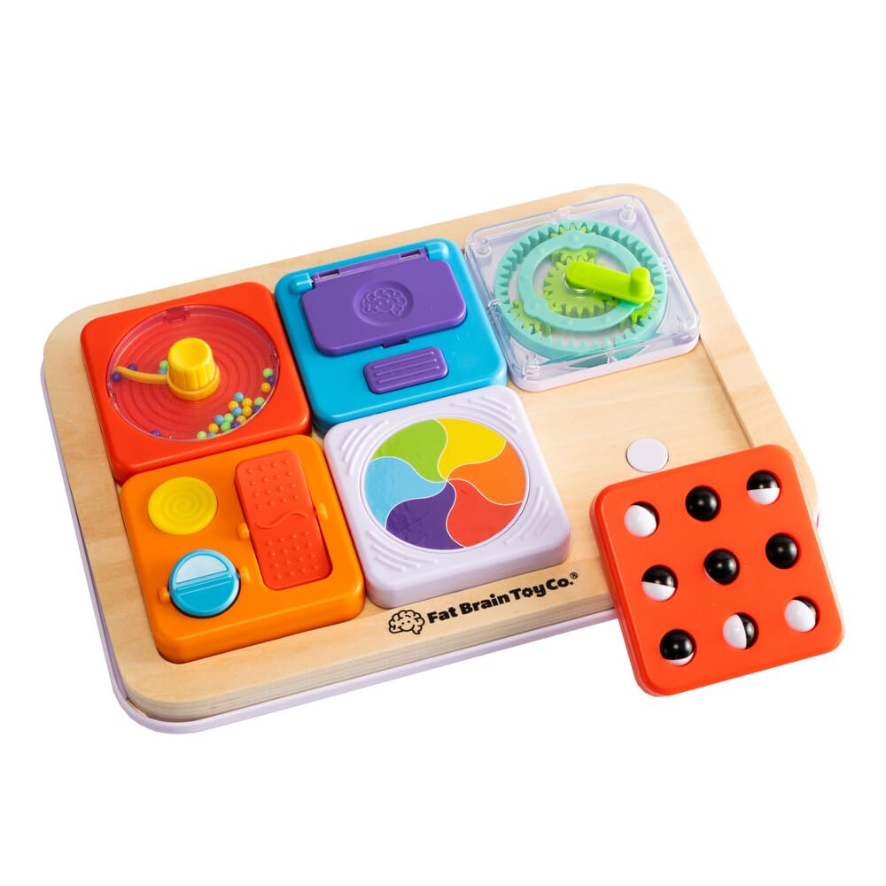 Fat Brain Toys PlayTab Essentials, Modular Sensory Activity Board for Babies and Toddlers Ages 12 Months+