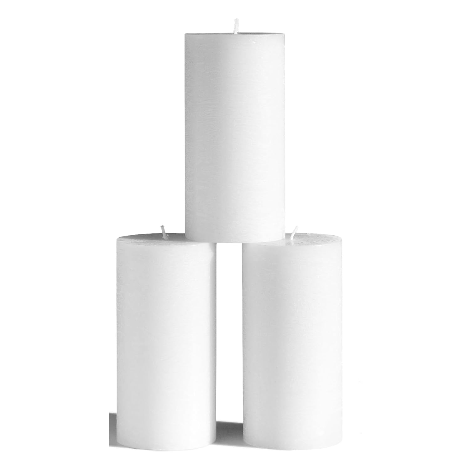 CANDWAX 3x6 Pillar Candles Set of 3 - Decorative Rustic Candles Unscented and Valentines Candles - Ideal as Wedding Candles or Large Candles for Home Interior - White Candles