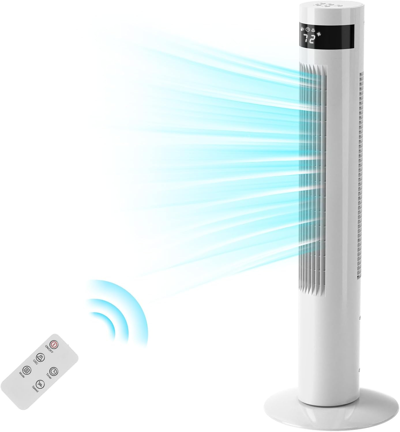 Tower Fan Portable Electric Oscillating Fan Quiet Cooling Remote Control Standing Bladeless Floor Fans 3 Speeds Wind Modes Timer Bedroom Office (36 inch, Black)