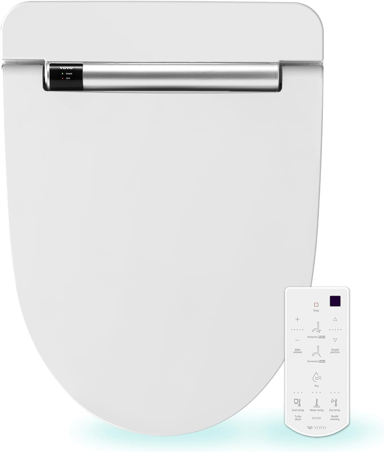 Stylement Electric Bidet Seat, Elongated Toilet in White, Remote, Deodorizer, Stainless Nozzle, UV LED, Made in Korea