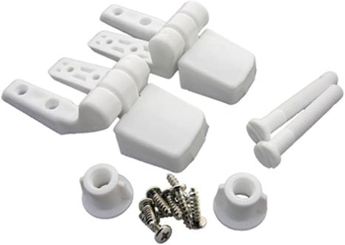 2Pcs Toilet Seat Hinge Includes Plastic Bolts Kit Fits Most plastic Toilet Seat Covers