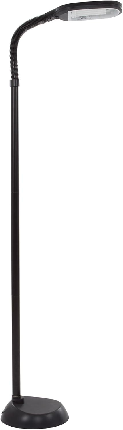 Lavish Home Natural Sunlight Floor Lamp with Bendable Neck  60 Inch (Black)
