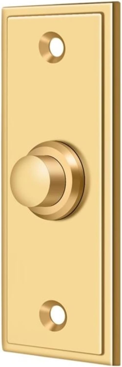 Deltana Bbs333 3-1/4" X 1-1/4" Solid Brass Contemporary Rectangular Bell Button - Brass