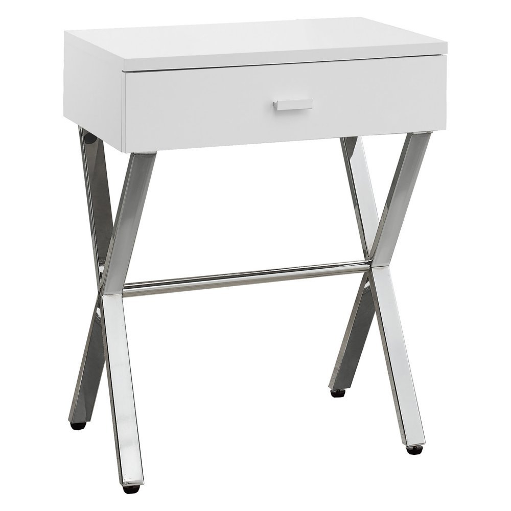 Monarch Specialties Accent Table, Side, End, Nightstand, Lamp, Bedroom, Glossy White Laminate