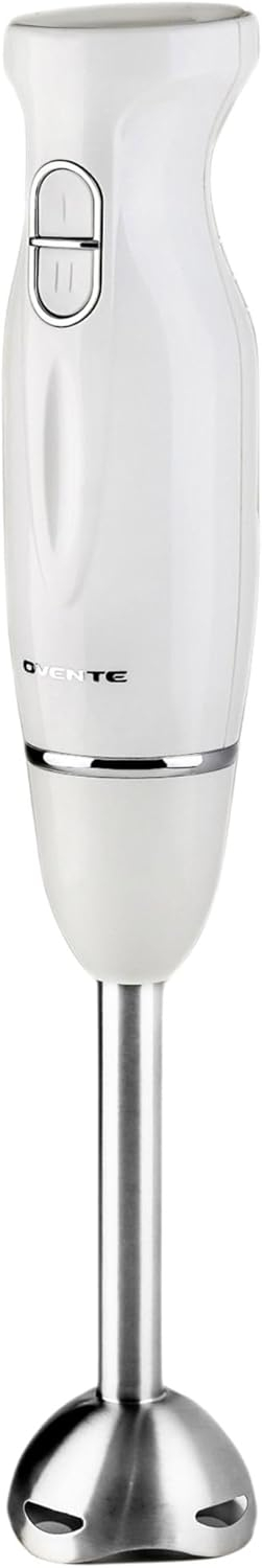 OVENTE Electric Immersion Hand Blender, 2 Mixing Speed w/ Stainless Steel Blades, White HS560W