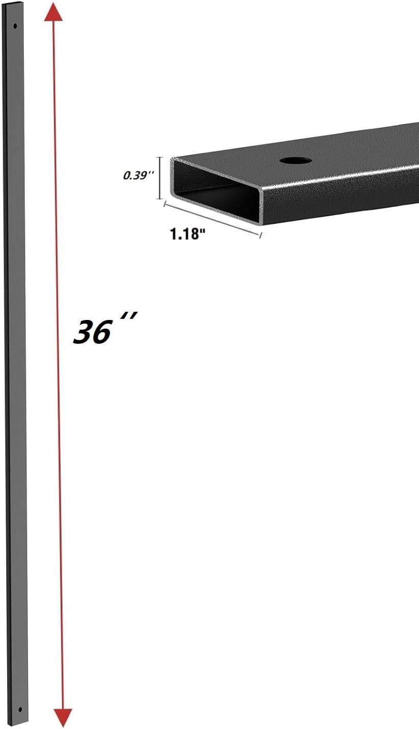 25 Pack Rectangle Staircase Balusters, 36" Black Metal Deck Spindle and Stairs Railing, Hollow Rectangle Deck Balusters for Porch Railing