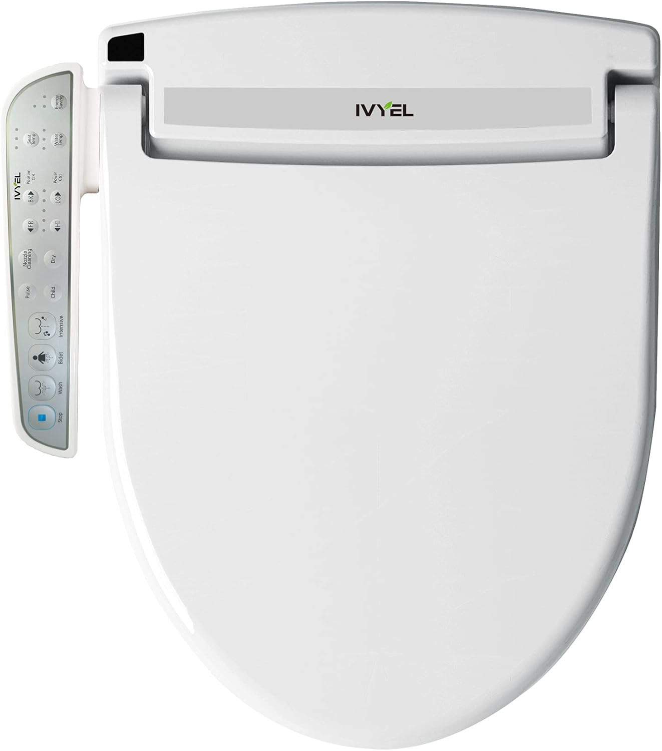 Ivyel GL-3 Smart Electric Bidet for Toilet Seat,Fits Round Toilets,Stainless Steel Self Cleaning Nozzle,Heated bidet Toilet Seat with Warm Water,Air Dryer,Intensive Wash