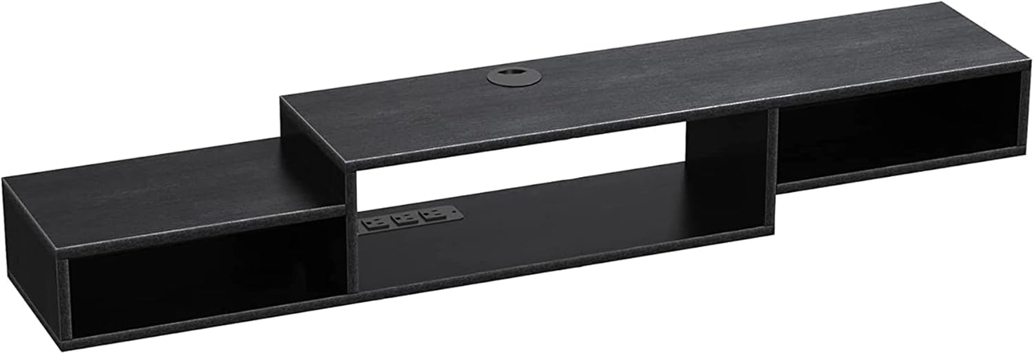 Black 59" Floating TV Stand with Cabinets and Shelves