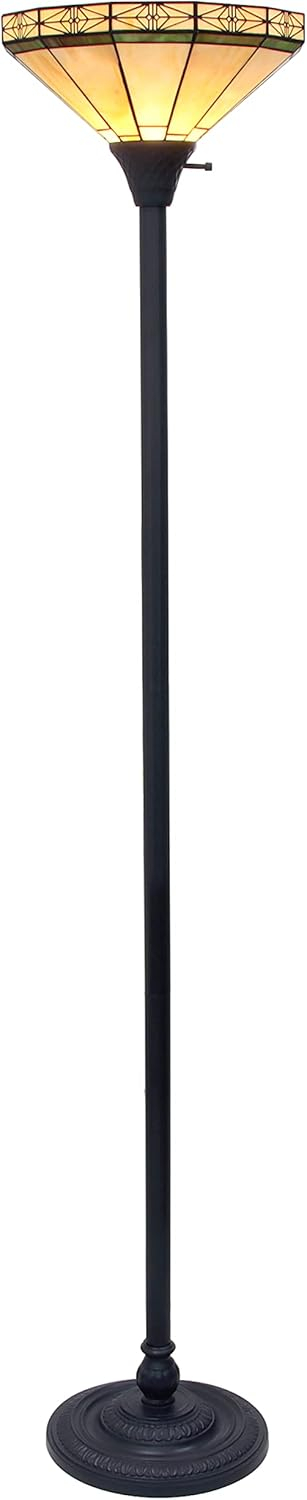 CHLOE Lighting BELLE Tiffany-style Mission Blackish Bronze 1 Light Torchiere Lamp 14" Shade
