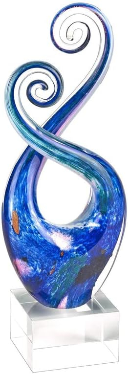 Monet Murano Style Art Glass Swirl Centerpiece on Crystal Base 10"