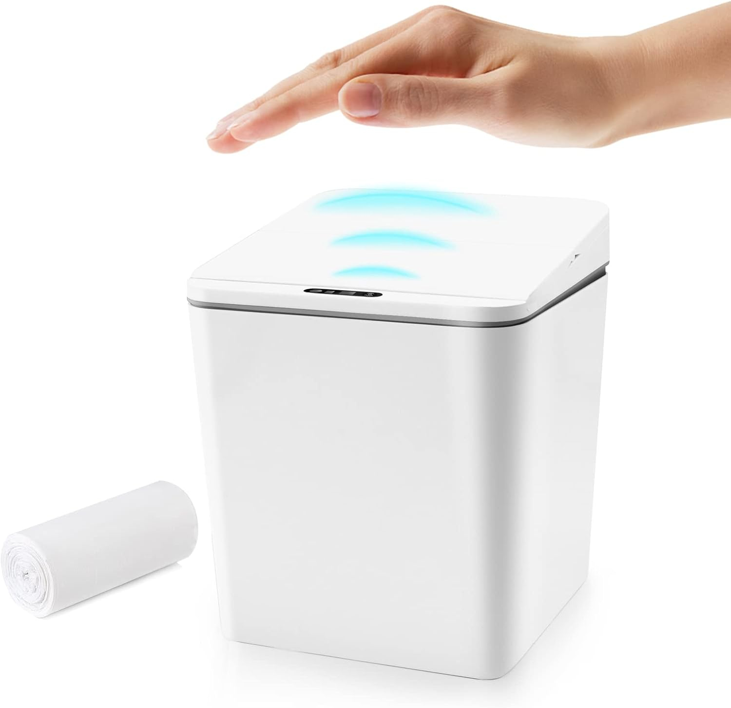 Automatic Small Countertop Trash Can w Rechargeable Battery, Mini Desktop Sensor Can with Lid, Grey-1.5 Gal