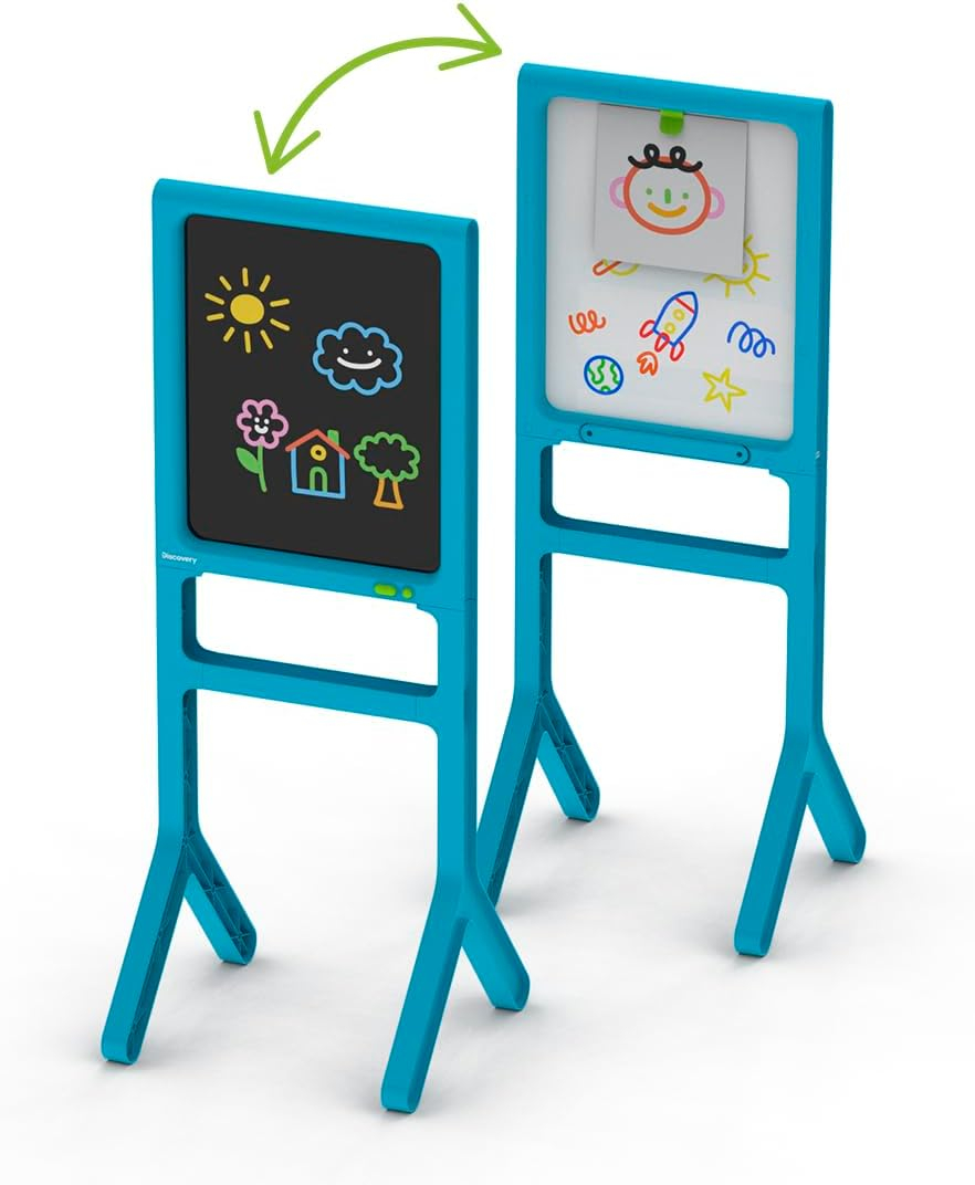 34" Blue Dual-Sided Freestanding Art Easel with Light Board